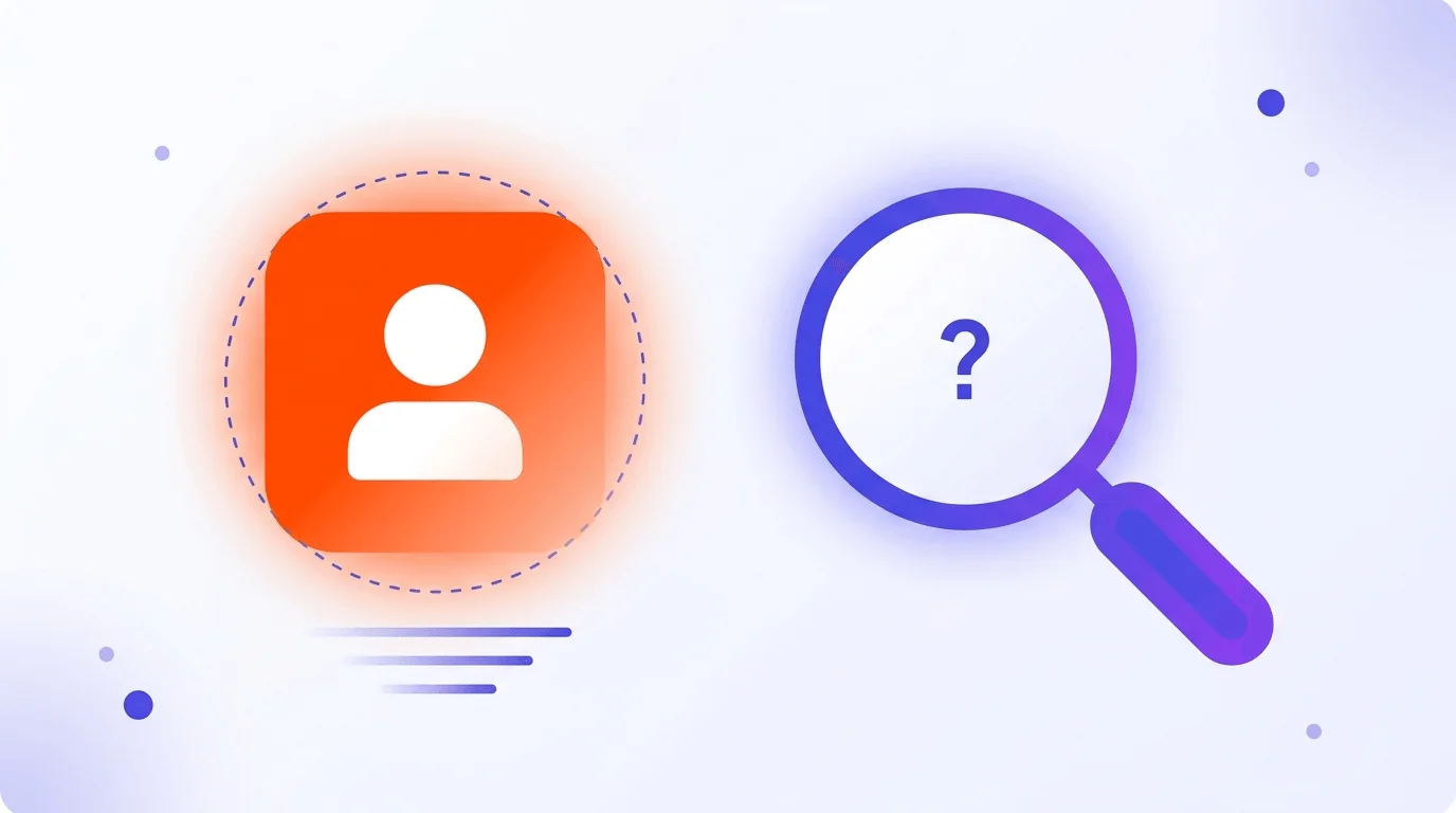 Reddit shadowban illustration with a fading orange Reddit user avatar under a magnifying glass on an indigo gradient background